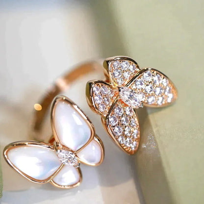 ¡®Aura Jewels¡¯TWIN BUTTERFLY DIAMOND MOP RING