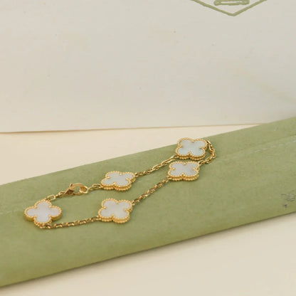 [Aura Jewels]New CLOVER WHITE PEARL MOP 5 MOTIF BRACELET COLLECTION