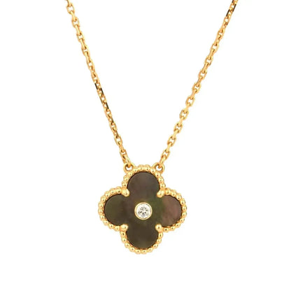 ¡®Aura Jewels¡¯CLOVER 15MM DIAMOND AND MOTHER-OF-GREY NECKLACE