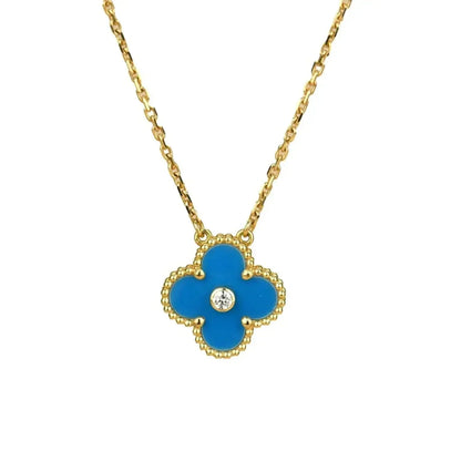 ¡®Aura Jewels¡¯CLOVER 15MM DIAMOND AND BLUE AGATE NECKLACE