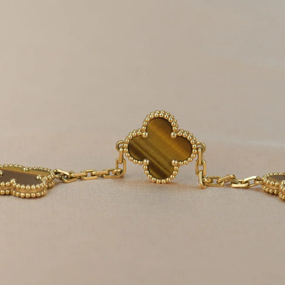 [Aura Jewels]New  CLOVER 5 MOTIFS TIGER EYE BRACELET COLLECTION