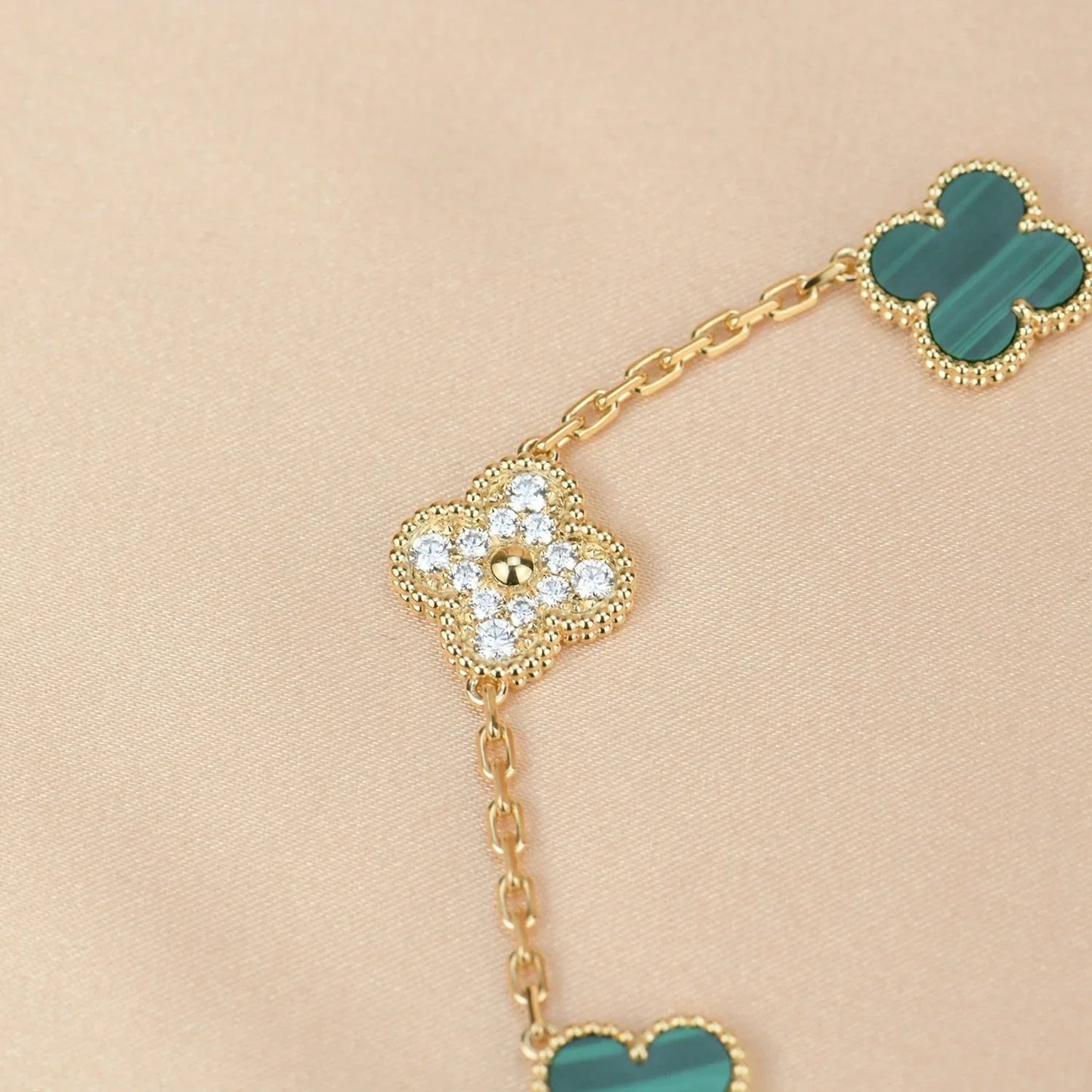 [Aura Jewels]New  CLOVER 5 MOTIF MALACHITE BRACELET COLLECTION