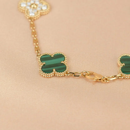 [Aura Jewels]New  CLOVER 5 MOTIF MALACHITE BRACELET COLLECTION