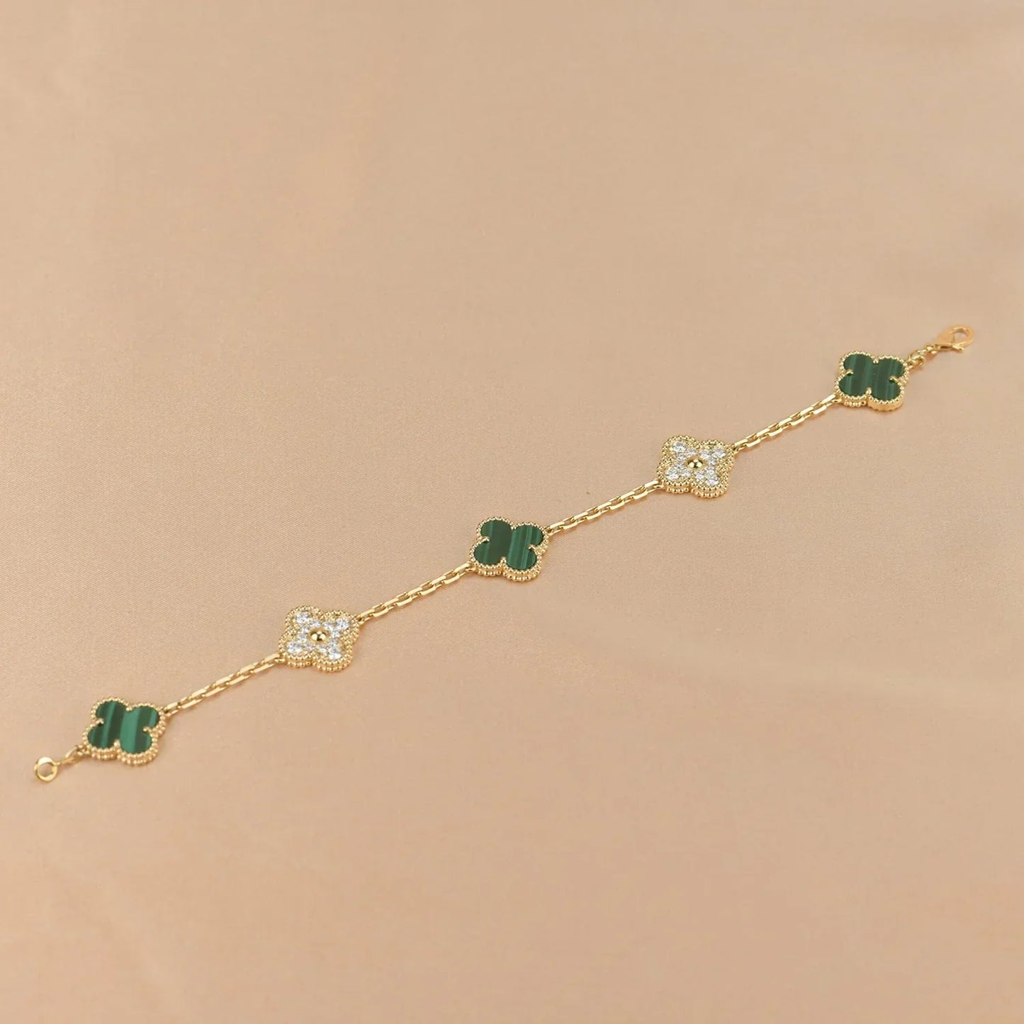[Aura Jewels]New  CLOVER 5 MOTIF MALACHITE BRACELET COLLECTION