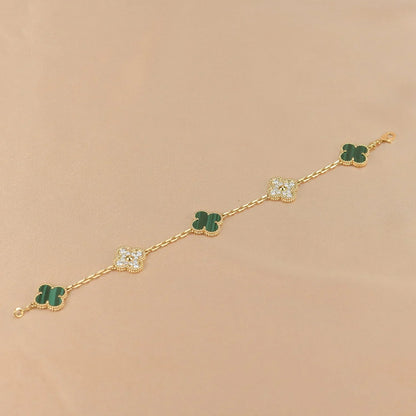 [Aura Jewels]New  CLOVER 5 MOTIF MALACHITE BRACELET COLLECTION