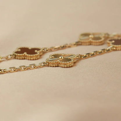 [Aura Jewels]New  CLOVER 5 MOTIF RED CORNELIAN BRACELET COLLECTION