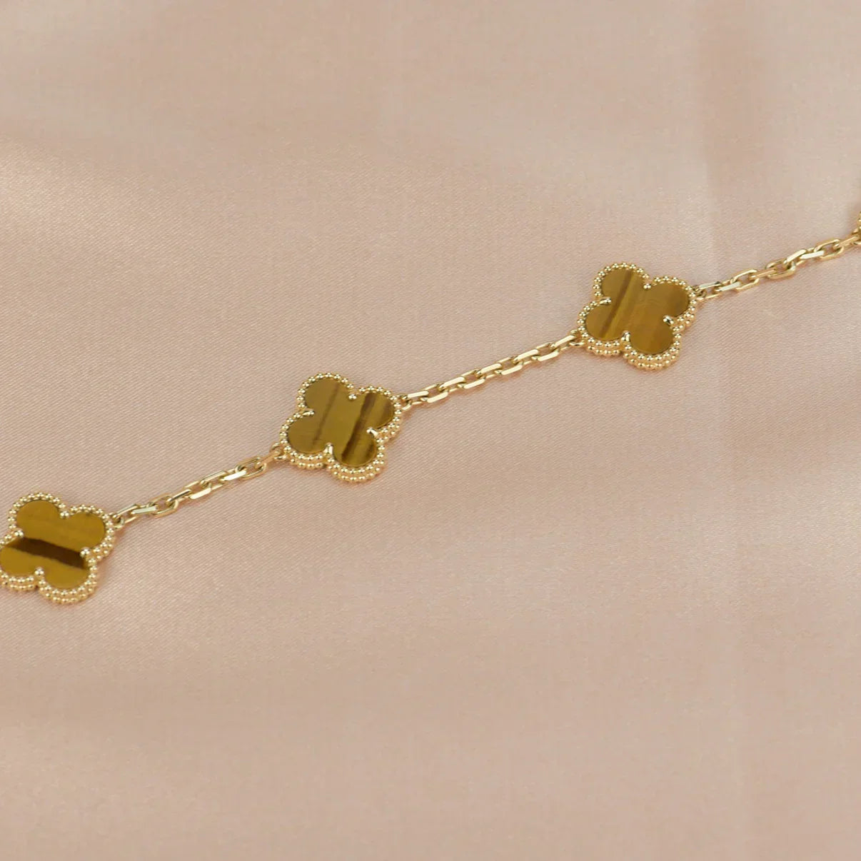 [Aura Jewels]New  CLOVER 5 MOTIFS TIGER EYE BRACELET COLLECTION
