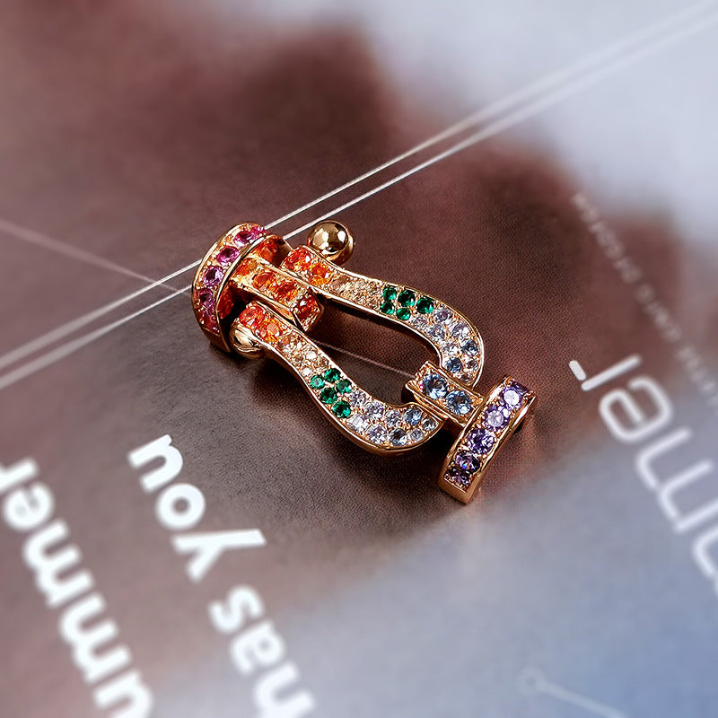 ¡®Aura Jewels¡¯FORC LARGE HORSESHOE  COLORED DIAMOND BRACELET SILVER