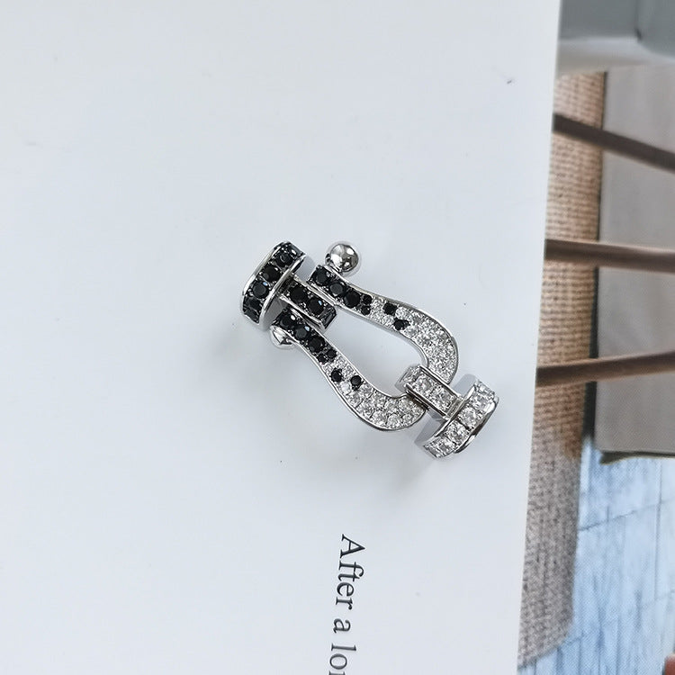 ¡®Aura Jewels¡¯FORCE LARGE HORSESHOE BLACK WHITE DIAMOND BRACELET ROSE GOLD