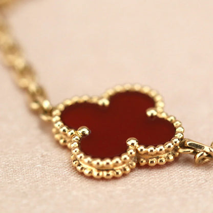 [Aura Jewels]New  CLOVER 5 MOTIF RED CORNELIAN BRACELET COLLECTION