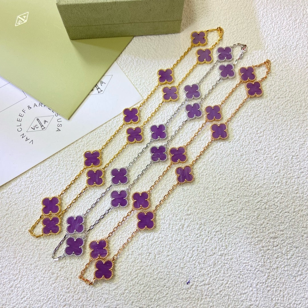 ¡®Aura Jewels¡¯CLOVER 10 MOTIFS  PURPLE VIOLET  NECKLACE