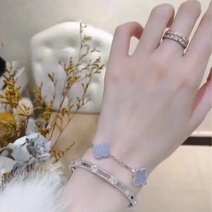 [Aura Jewels]New  CLOVER 5 MOTIF PURPLE CHALCEDONY BRACELET COLLECTION