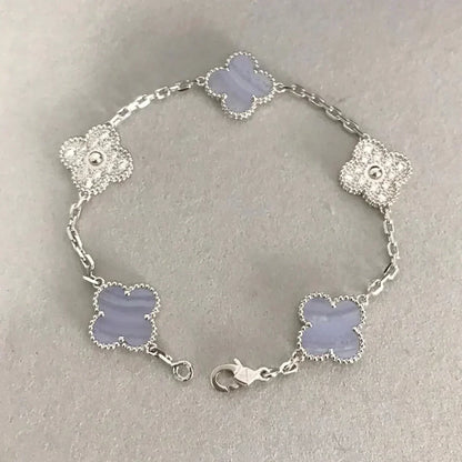 [Aura Jewels]New  CLOVER 5 MOTIF PURPLE CHALCEDONY BRACELET COLLECTION