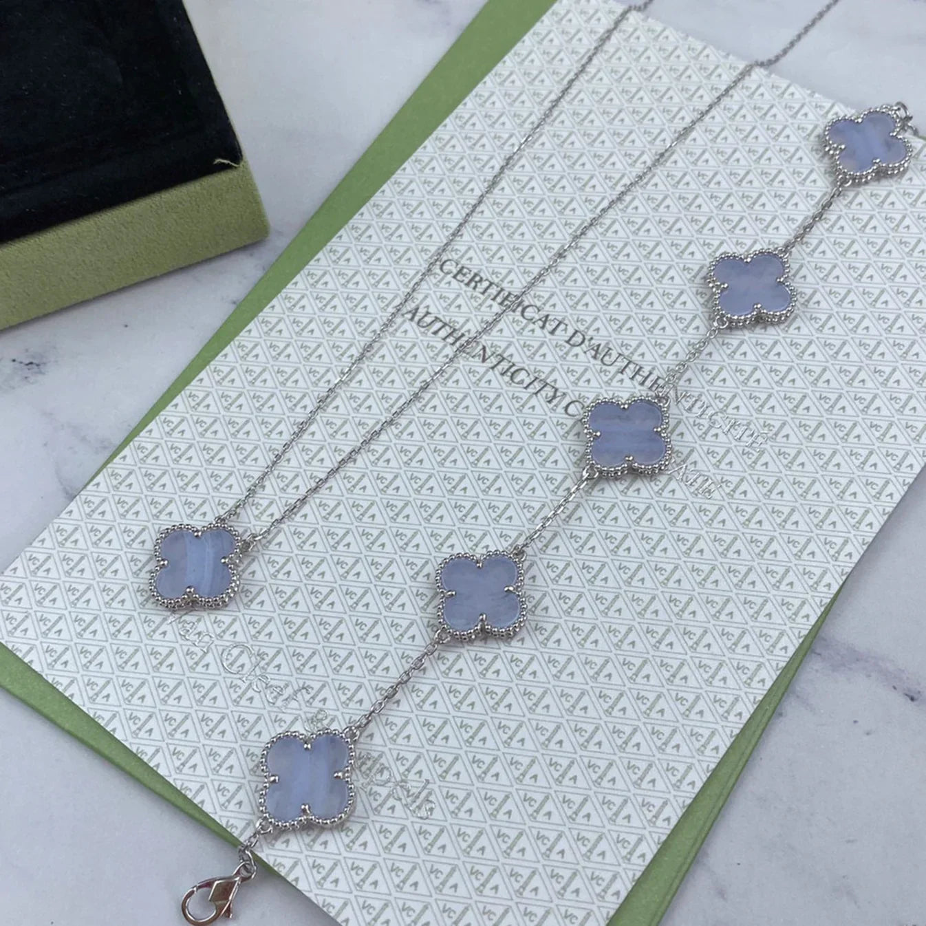 [Aura Jewels]New  CLOVER 5 MOTIF PURPLE CHALCEDONY BRACELET COLLECTION