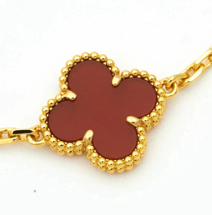 [Aura Jewels]New  CLOVER 5 MOTIF RED CORNELIAN BRACELET COLLECTION