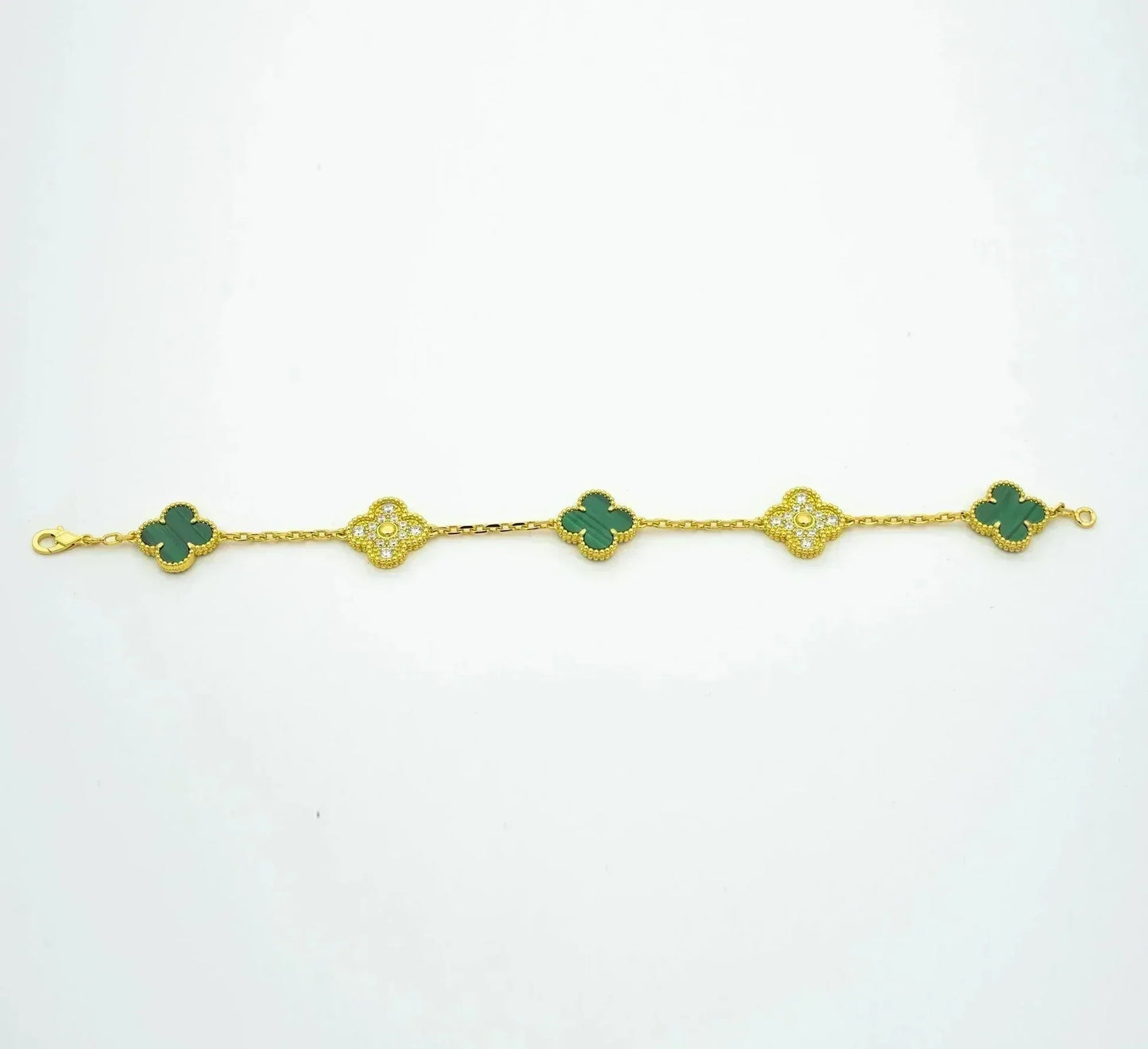 [Aura Jewels]New  CLOVER 5 MOTIF MALACHITE BRACELET COLLECTION