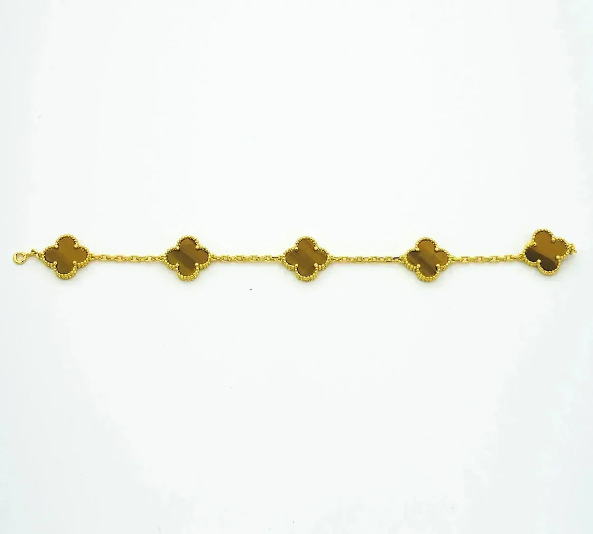[Aura Jewels]New  CLOVER 5 MOTIFS TIGER EYE BRACELET COLLECTION