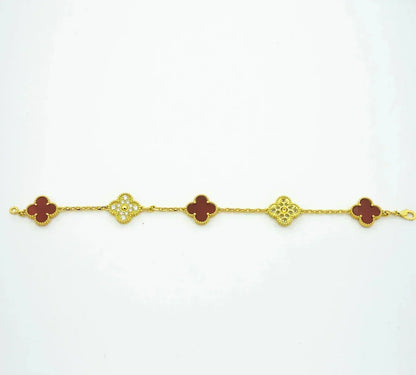 [Aura Jewels]New  CLOVER 5 MOTIF RED CORNELIAN BRACELET COLLECTION
