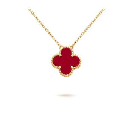 ¡®Aura Jewels¡¯CLOVER 15MM CARNELIAN SINGLE FLOWER NECKLACE