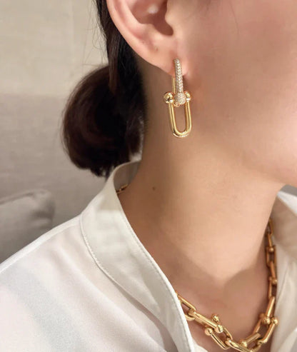 [Aura Jewels]TF HORSESHOE BUCKLE DIAMOND EARRINGS