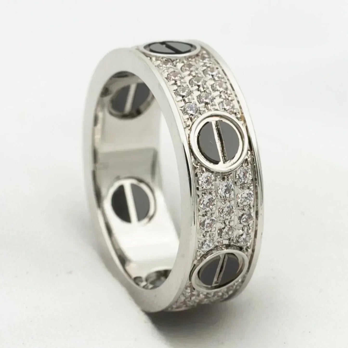 ¡®Aura Jewels¡¯LOVE RING 5.5MM DIAMONDS PAVED CERAMIC