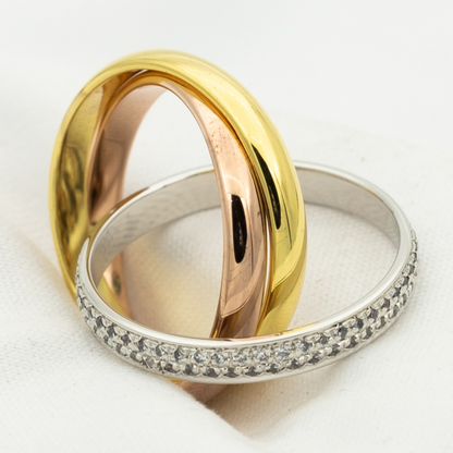 [Aura Jewels] TRINITY RING GOLD PINK GOLD SILVER DIAMONDS