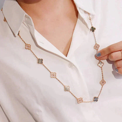 ¡®Aura Jewels¡¯CLOVER 20 MOTIFS DARK MOP DIAMOND  NECKLACE
