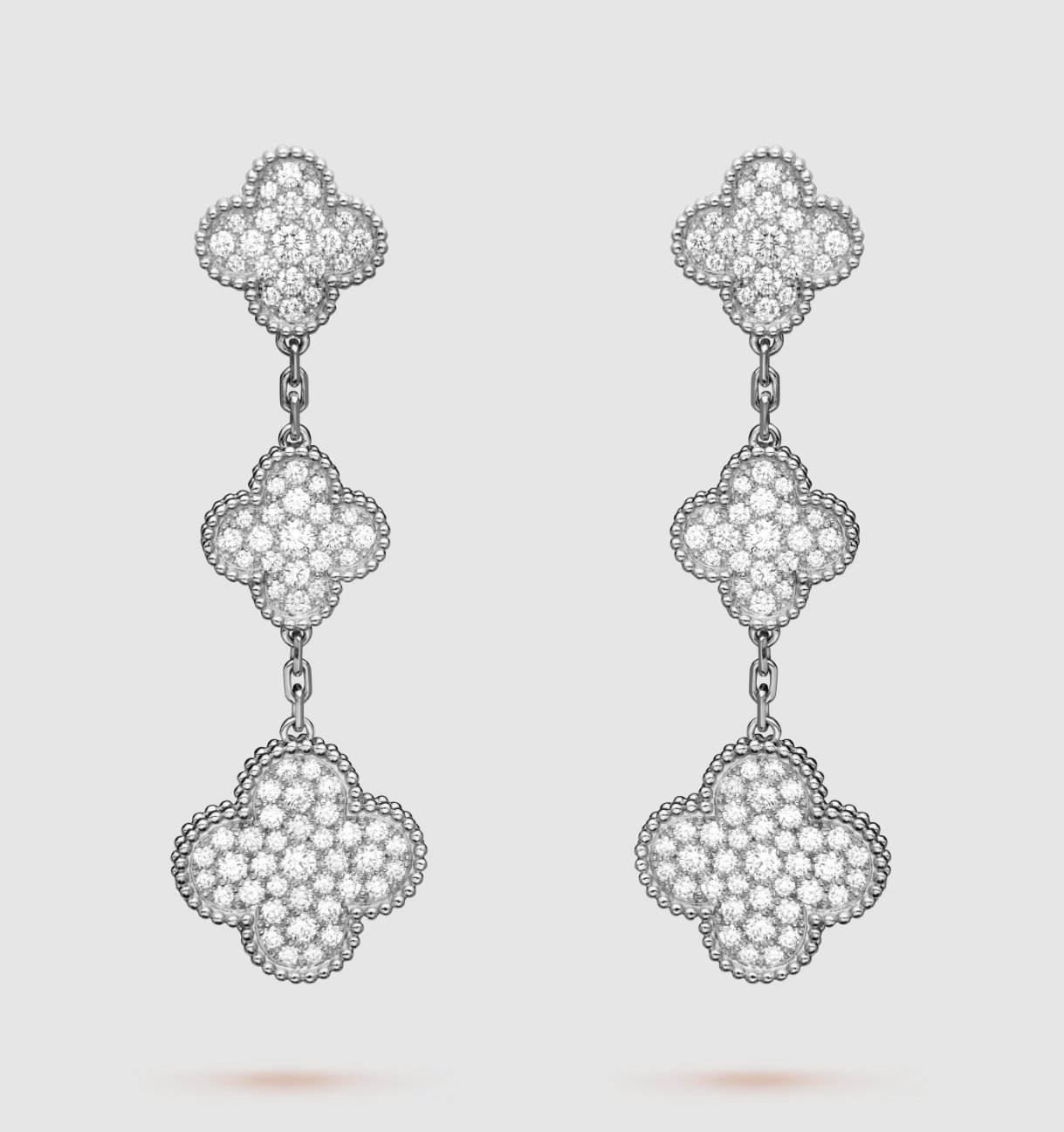 ¡®Aura Jewels¡¯CLOVER 3 MOTIF DIAMOND SILVER DROP EARRINGS