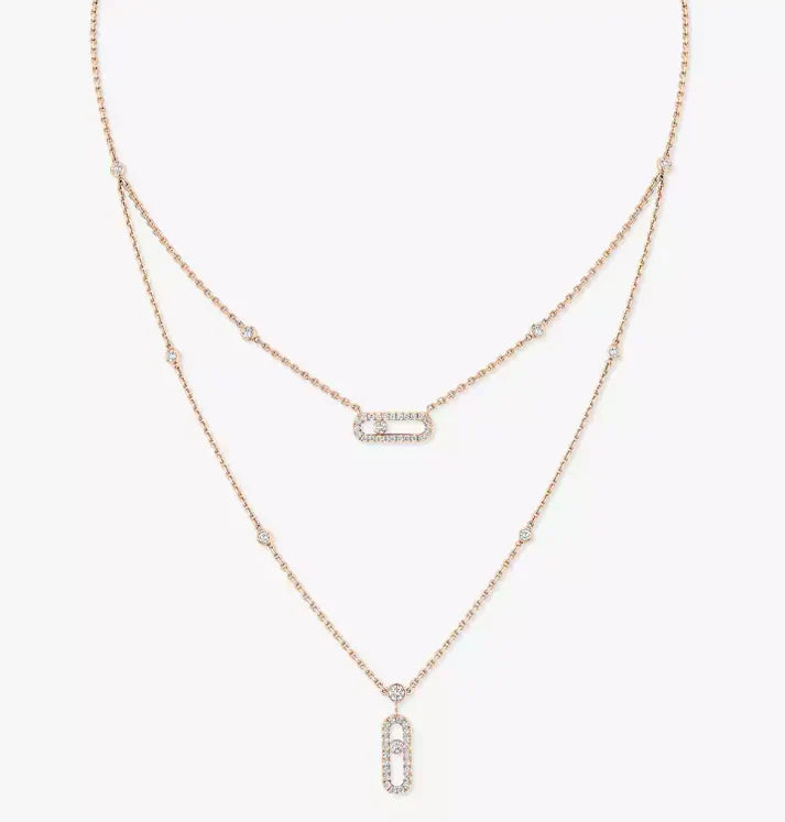 [Aura Jewels] MS Double-Circle Full-Diamond Necklace