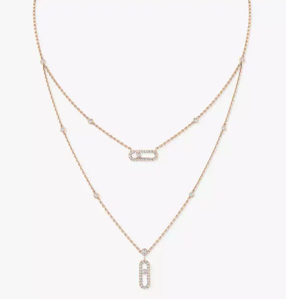 [Aura Jewels] MS Double-Circle Full-Diamond Necklace