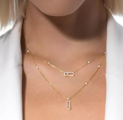 [Aura Jewels] MS Double-Circle Full-Diamond Necklace