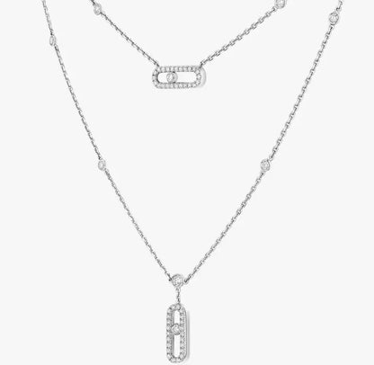 [Aura Jewels] MS Double-Circle Full-Diamond Necklace