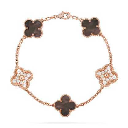 [Aura Jewels]New CLOVER 5 MOTIF GRAY MOP BRACELET COLLECTION