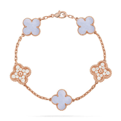 [Aura Jewels]New  CLOVER 5 MOTIF PURPLE CHALCEDONY BRACELET COLLECTION