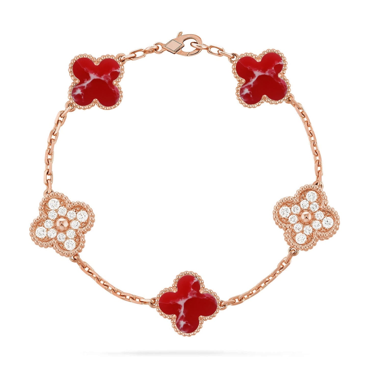 [Aura Jewels]New CLOVER 5 MOTIF RED PATTERN BRACELET COLLECTION