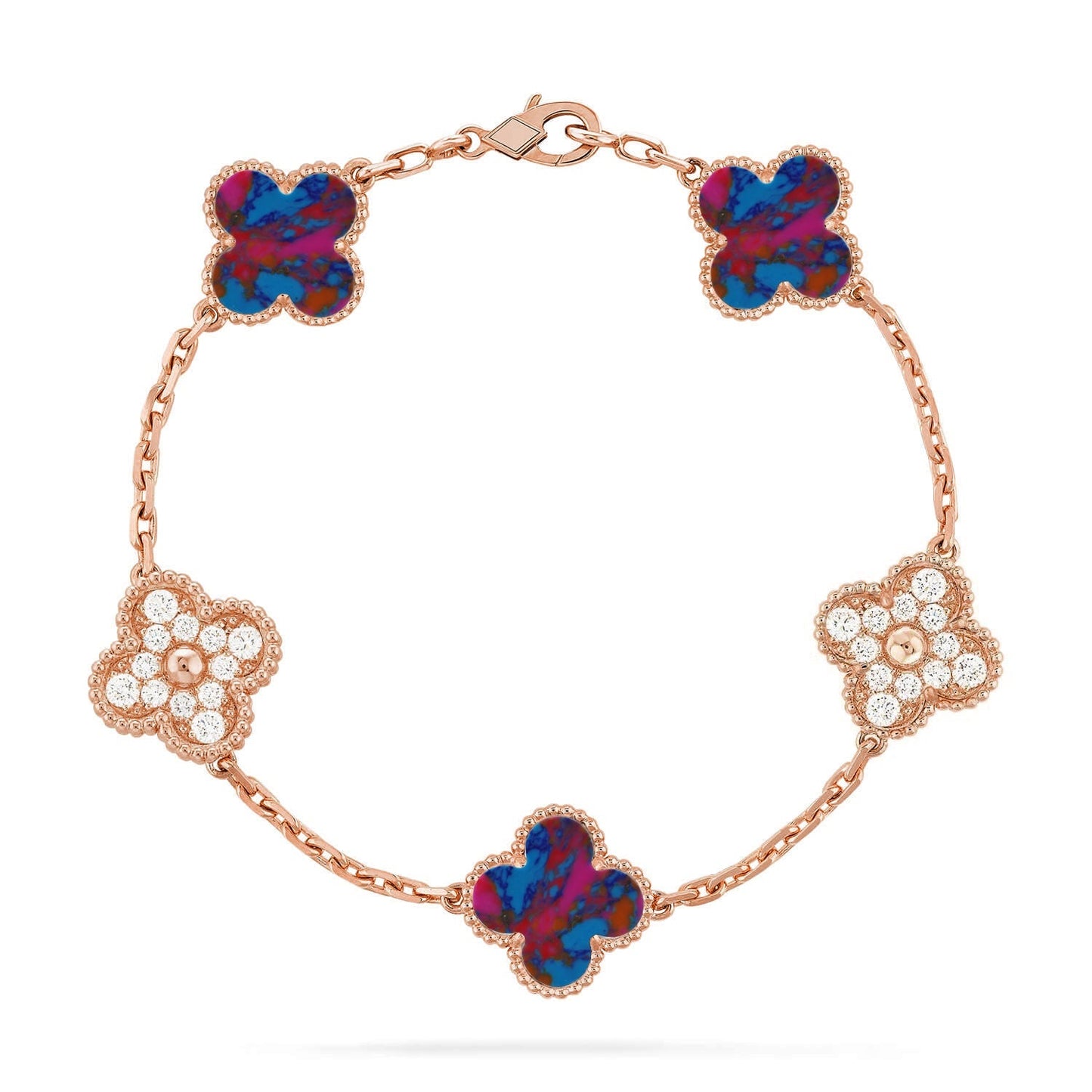 [Aura Jewels]New CLOVER 5 MOTIF COLOR GEMSTONES BRACELET COLLECTION