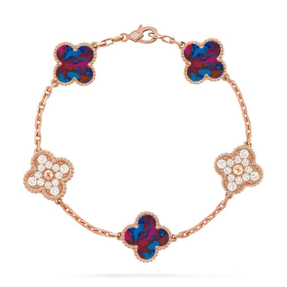 [Aura Jewels]New CLOVER 5 MOTIF COLOR GEMSTONES BRACELET COLLECTION