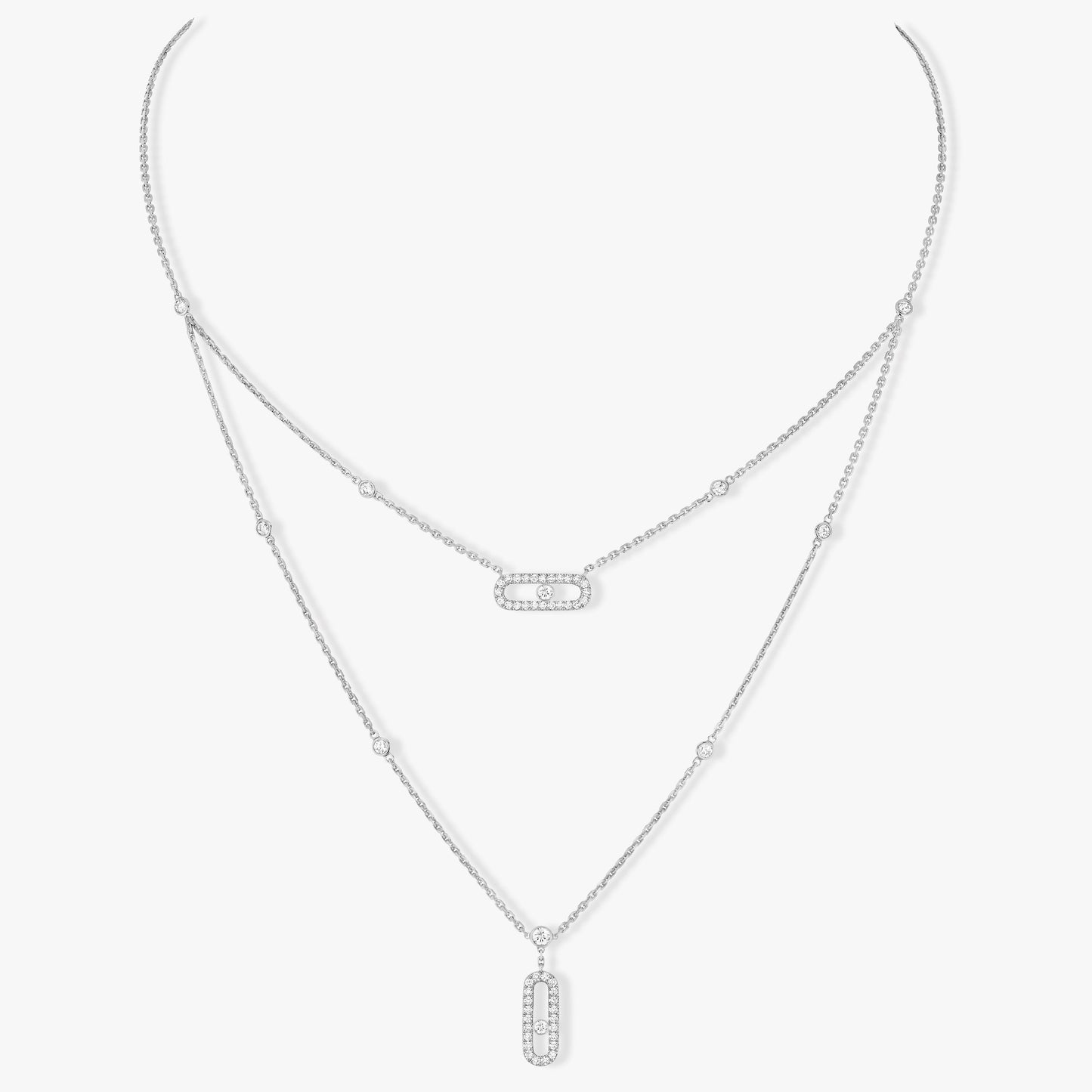 [Aura Jewels]MOVE 2 ROW DIAMOND NECKLACE