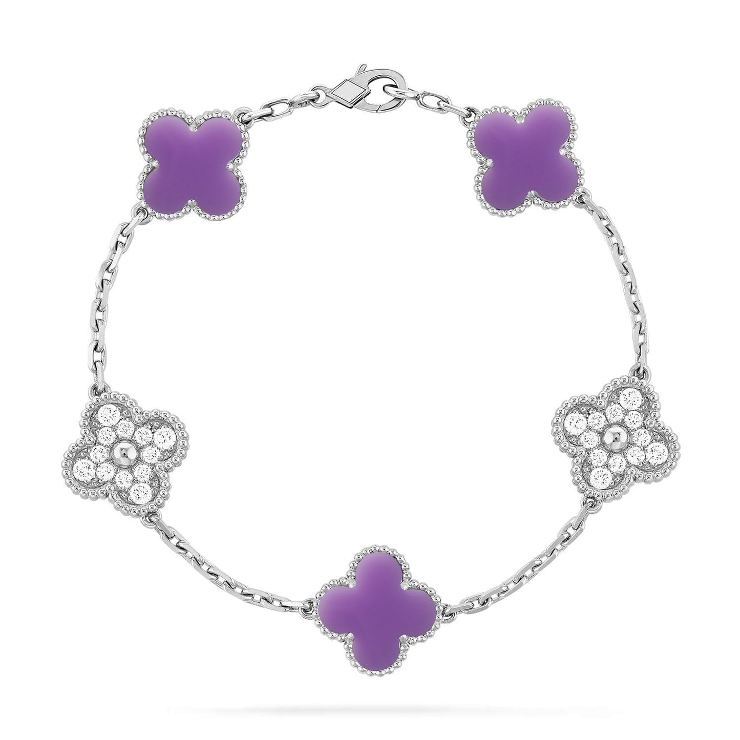 [Aura Jewels]New CLOVER 5 MOTIF LIGHT PURPLE BRACELET COLLECTION