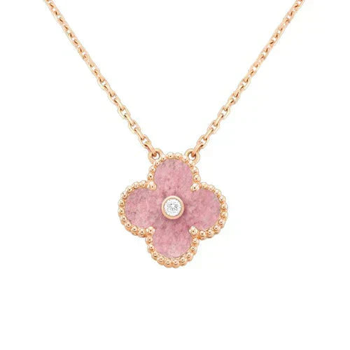 ¡®Aura Jewels¡¯CLOVER 15MM DIAMOND RHODONITE NECKLACE