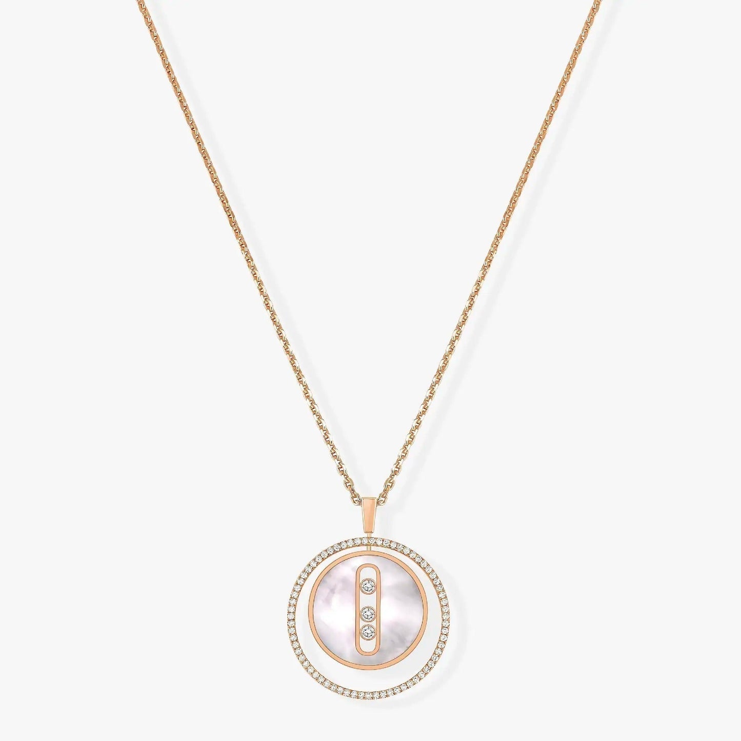 [Aura Jewels]LUCKY MOVE MM NACRE BLANCHE DIAMOND NECKLACE