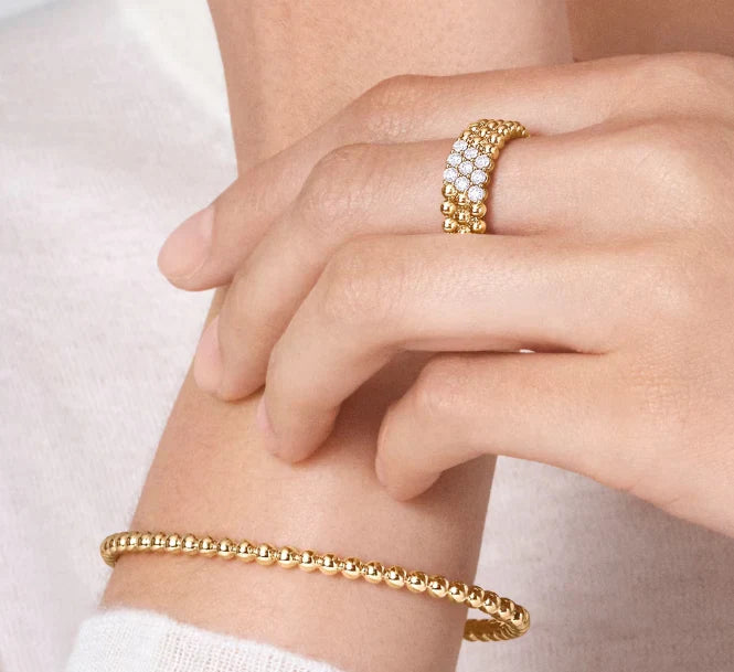 [Aura Jewels]Three-row diamond ring