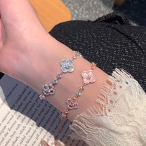 [Aura Jewels] CLOVER 5 MOTIF PINK BLUE RED WHITE BRACELET