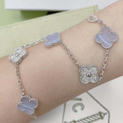 [Aura Jewels]New  CLOVER 5 MOTIF PURPLE CHALCEDONY BRACELET COLLECTION