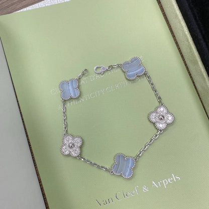 [Aura Jewels]New  CLOVER 5 MOTIF PURPLE CHALCEDONY BRACELET COLLECTION