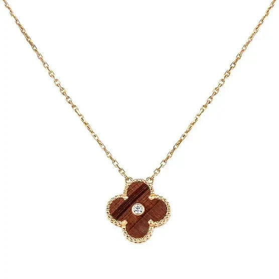 ¡®Aura Jewels¡¯CLOVER 15MM DIAMOND AND YELLOW TIGER'S EYE AGATE necklace