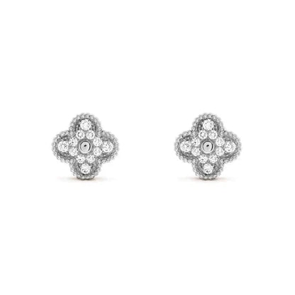 ¡®Aura Jewels¡¯CLOVER 1 MOTIFS DIAMOND STUD EARRINGS SILVER