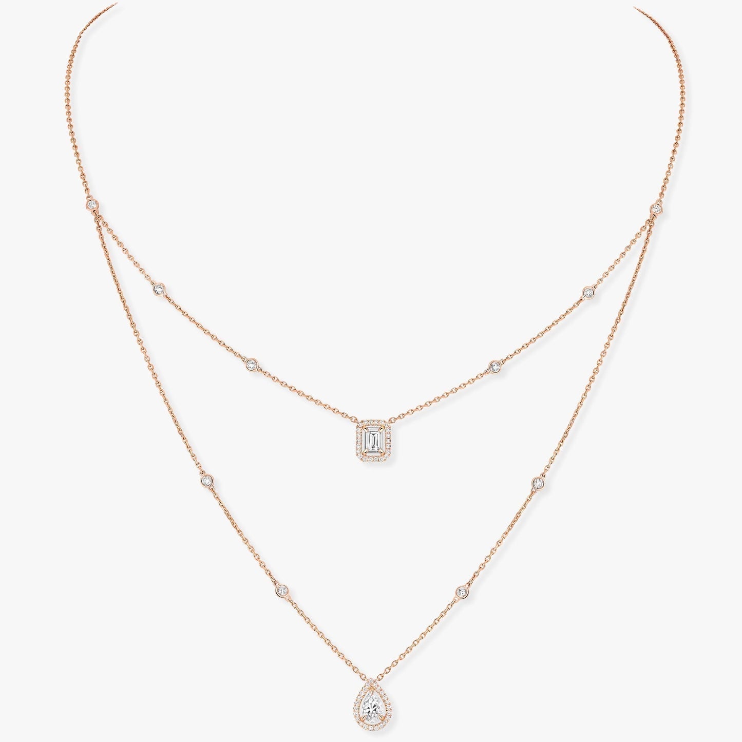 [Aura Jewels]MY TWIN 2 ROW DIAMOND NECKLACE