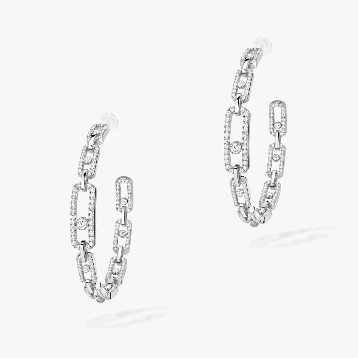 [[Aura Jewels]Move Link Diamond Hoop Earrings