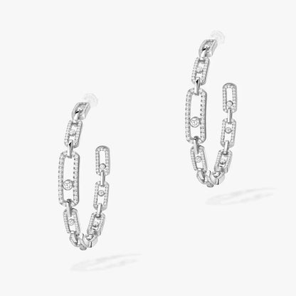 [[Aura Jewels]Move Link Diamond Hoop Earrings